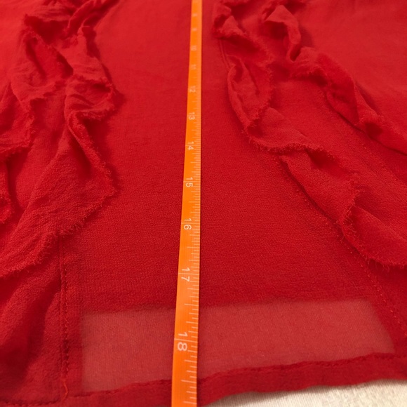 Bebe sheer sleeveless coral/red 100% silk Sm top - Picture 8 of 8